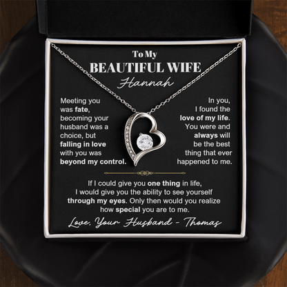 To My Wife - Love Heart Necklace - Personalizable Gift Set from Husband