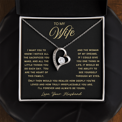To My Wife - Love Heart Necklace - You Are Irreplaceable Valentine's Day Gift