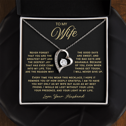 To My Wife - Love Heart Necklace - You Are the Greatest Gift from Husband