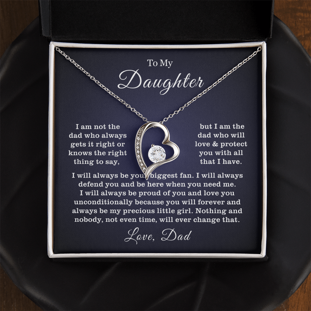 To My Daughter Necklace from Dad - Love Heart Necklace - Proud Father Message Card Gift