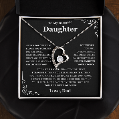 To My Daughter Necklace from Dad - Love Heart Necklace - Loved Beyond Measure Gift