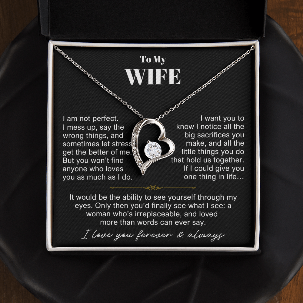 To My Wife - Love Heart Necklace - You Are Irreplaceable Message Card Gift