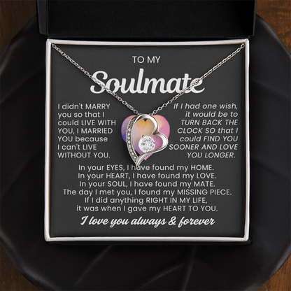 To My Soulmate - Love Heart Necklace -  Message Card Gift from Husband