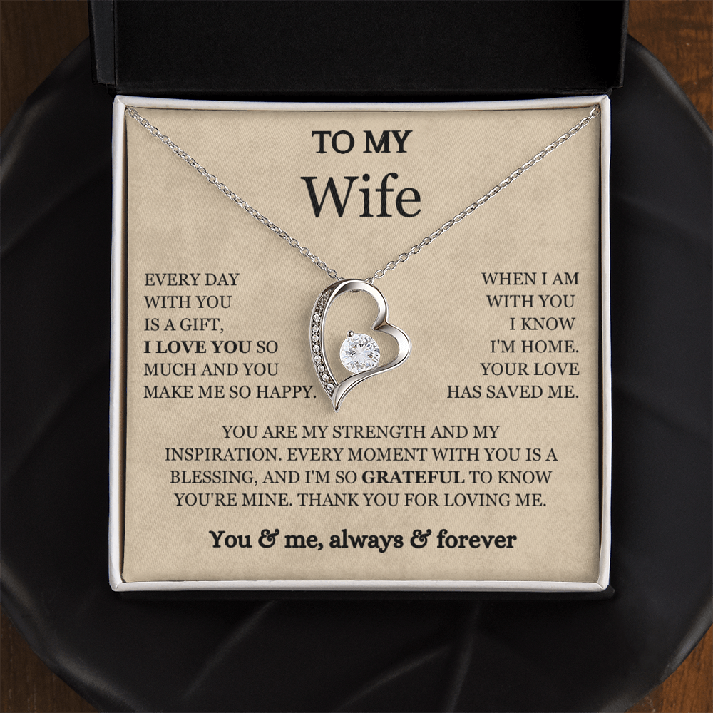To My Wife - Love Heart Necklace - You Are My Strength Valentine's Day Gift