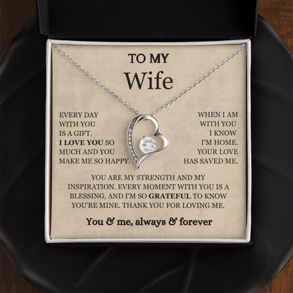 To My Wife - Love Heart Necklace - You Are My Strength Valentine's Day Gift