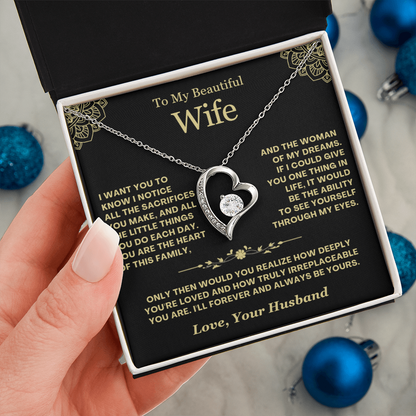To My Wife - Love Heart Necklace - Greatest Gift Valentine's Day Gift