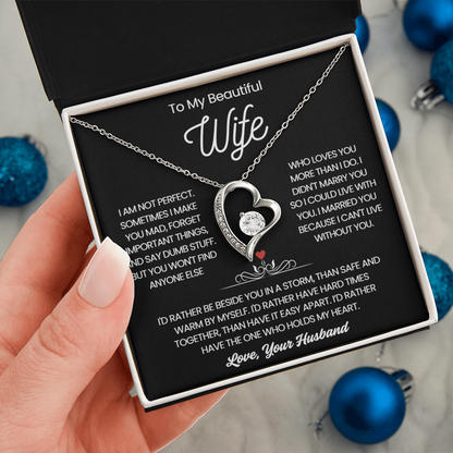 To My Wife Necklace - Love Heart Necklace - Rather Be Beside You