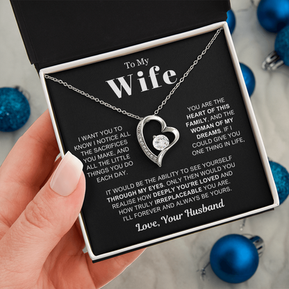 To My Wife - Love Heart Necklace - Woman of My Dreams Valentine's Day Gift