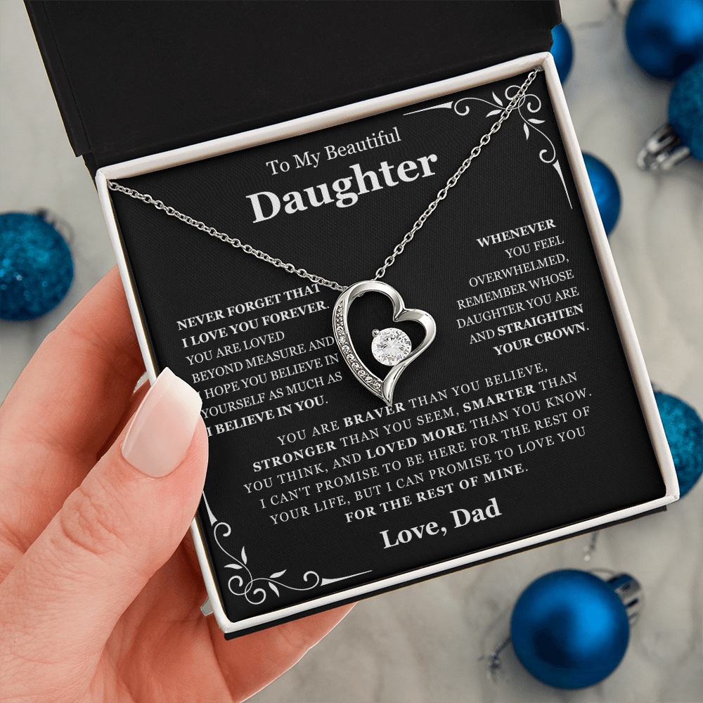 To My Daughter Necklace from Dad - Love Heart Necklace - Loved Beyond Measure Gift