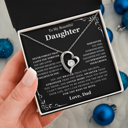 To My Daughter Necklace from Dad - Love Heart Necklace - Loved Beyond Measure Gift
