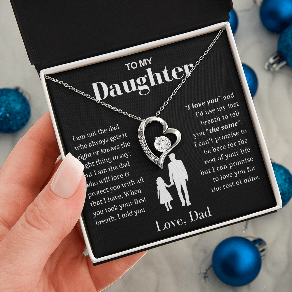 To My Daughter Necklace from Dad - Love Heart Necklace -  Always Loving You Message Card Gift