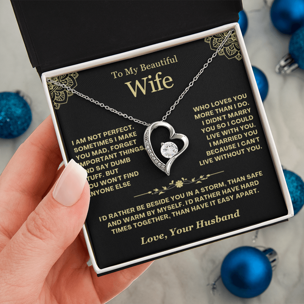 To My Wife - Love Heart Necklace - Rather Beside You Valentine's Day Gift