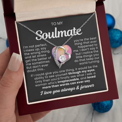 To My Soulmate - Love Heart Necklace -  Best Thing Message Card Gift from Husband