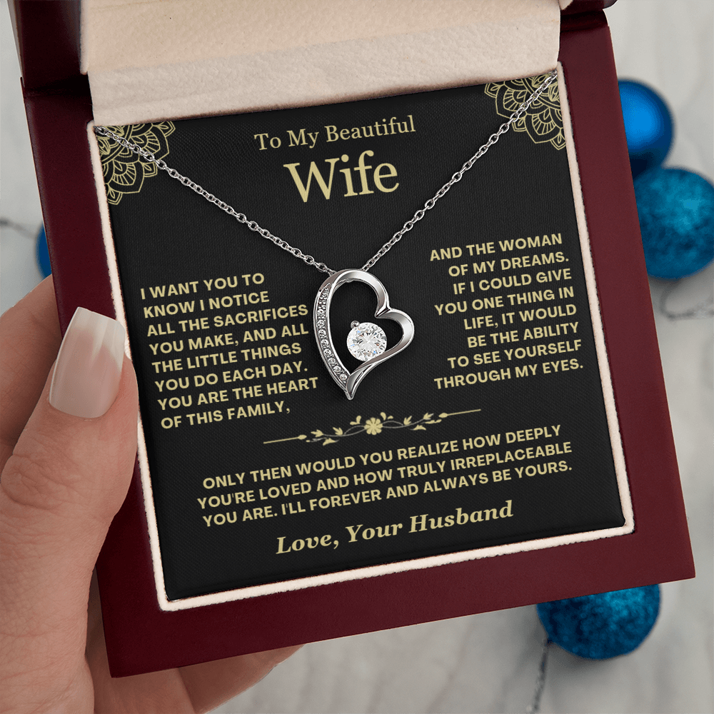 To My Wife - Love Heart Necklace - Greatest Gift Valentine's Day Gift