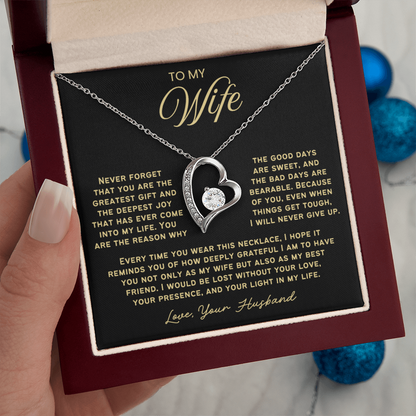To My Wife - Love Heart Necklace - You Are the Greatest Gift from Husband