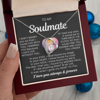 To My Soulmate - Love Heart Necklace -  Message Card Gift from Husband