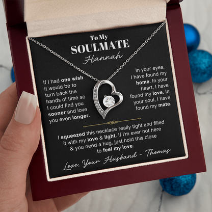 To My Soulmate - Love Heart Necklace - You Are the Woman of My Dream Message Card Gift