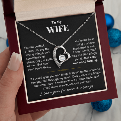 To My Wife - Love Heart Necklace - You Are Irreplaceable Message Card Gift