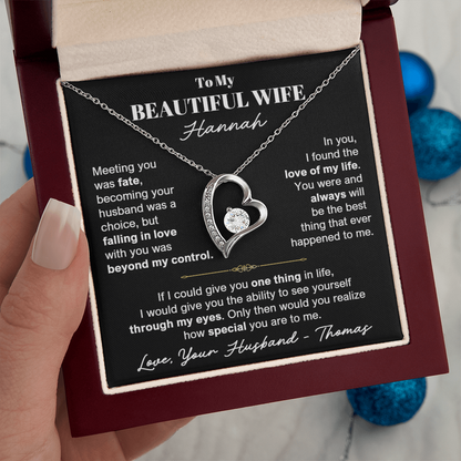 To My Wife - Love Heart Necklace - Personalizable Gift Set from Husband