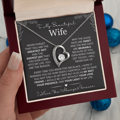 To My Wife - Love Heart Necklace - You Are the Greatest Gift