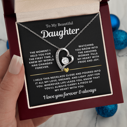 To My Daughter Necklace - Love Heart Necklace - You Are My Pride Message Gift