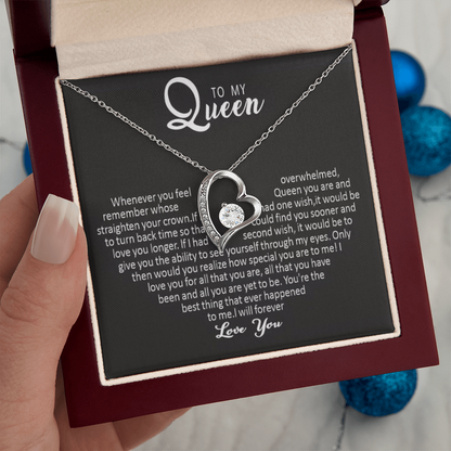 To My Queen - Love Heart Necklace - Love You Forever