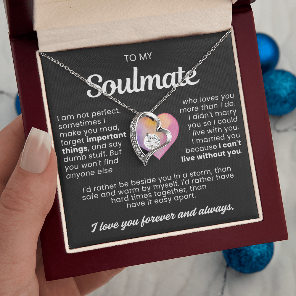 To My Wife - Love Heart Necklace - Can't Live Without You Valentine's Day Gift