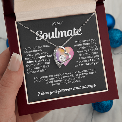 To My Wife - Love Heart Necklace - Can't Live Without You Valentine's Day Gift