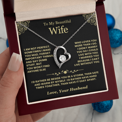 To My Wife - Love Heart Necklace - Rather Beside You Valentine's Day Gift