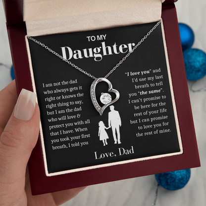 To My Daughter Necklace from Dad - Love Heart Necklace -  Always Loving You Message Card Gift
