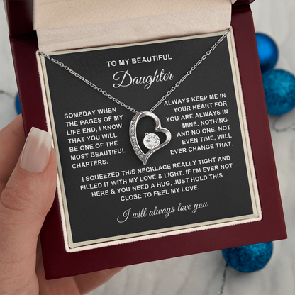 To My Daughter Necklace - Love Heart Necklace - Proud Of You Message Gift