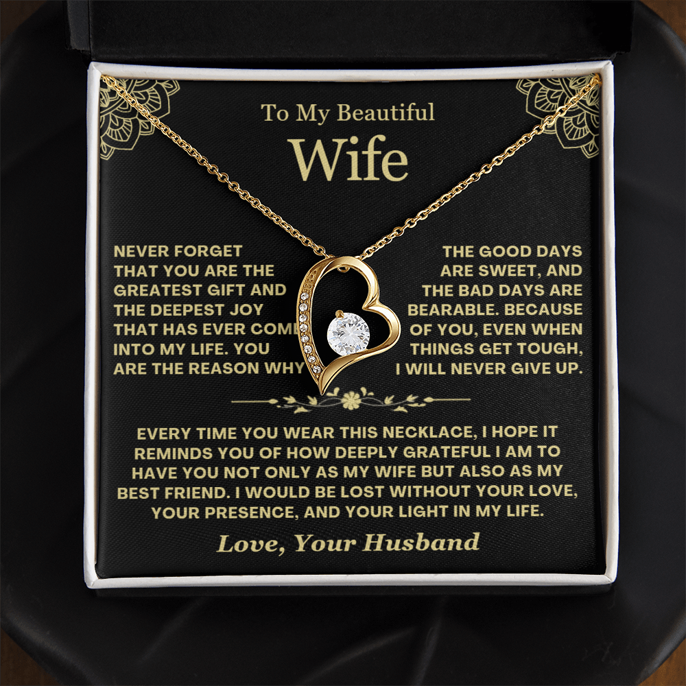 To My Wife - Love Heart Necklace - Greatest Gift Valentine's Day Gift