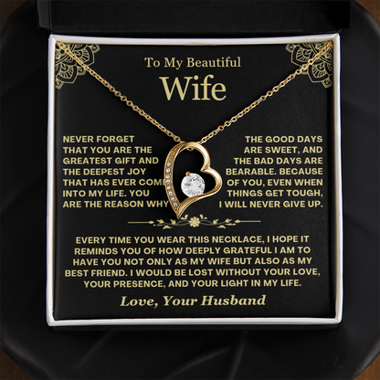 To My Wife - Love Heart Necklace - Greatest Gift Valentine's Day Gift