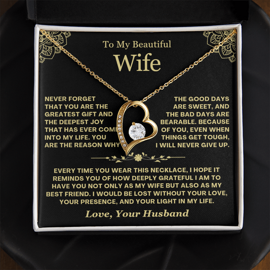 To My Wife - Love Heart Necklace - Greatest Gift Valentine's Day Gift