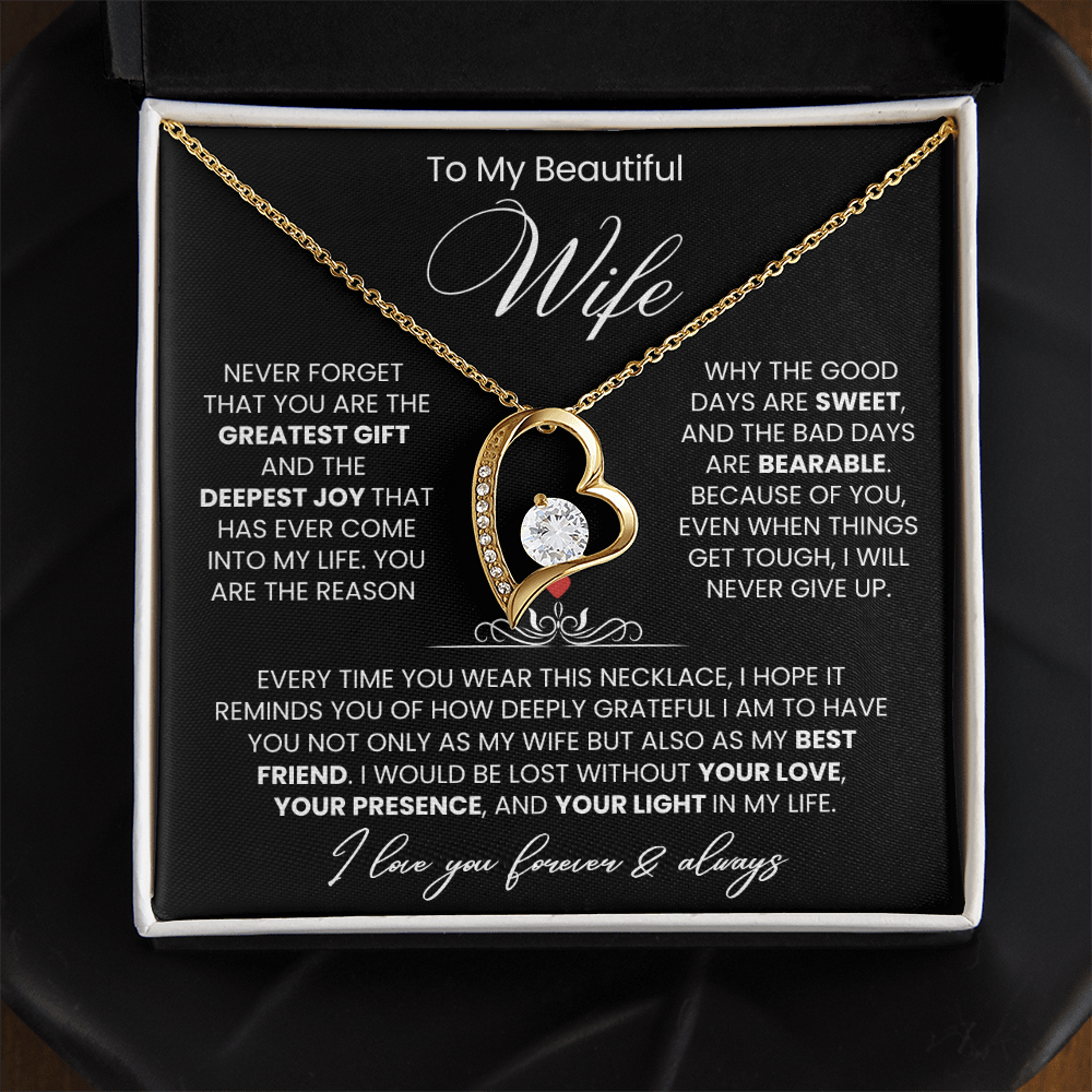 To My Wife - Love Heart Necklace - You Are the Greatest Gift