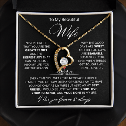 To My Wife - Love Heart Necklace - You Are the Greatest Gift