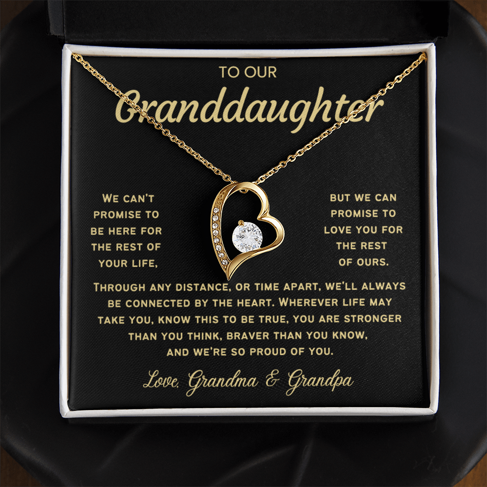 To Our Granddaughter Necklace from Dad - Love Heart Necklace - Message Card Jewelry Gift