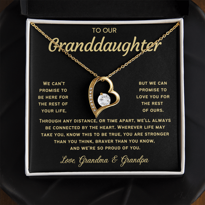To Our Granddaughter Necklace from Dad - Love Heart Necklace - Message Card Jewelry Gift