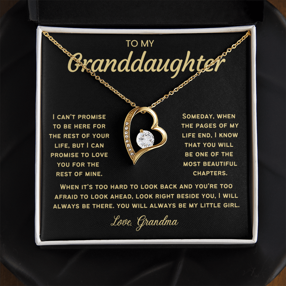 To My Granddaughter Necklace from Dad - Love Heart Necklace - Message Card Jewelry Gift