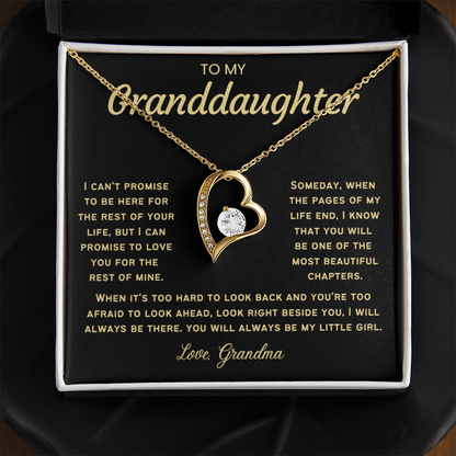 To My Granddaughter Necklace from Dad - Love Heart Necklace - Message Card Jewelry Gift