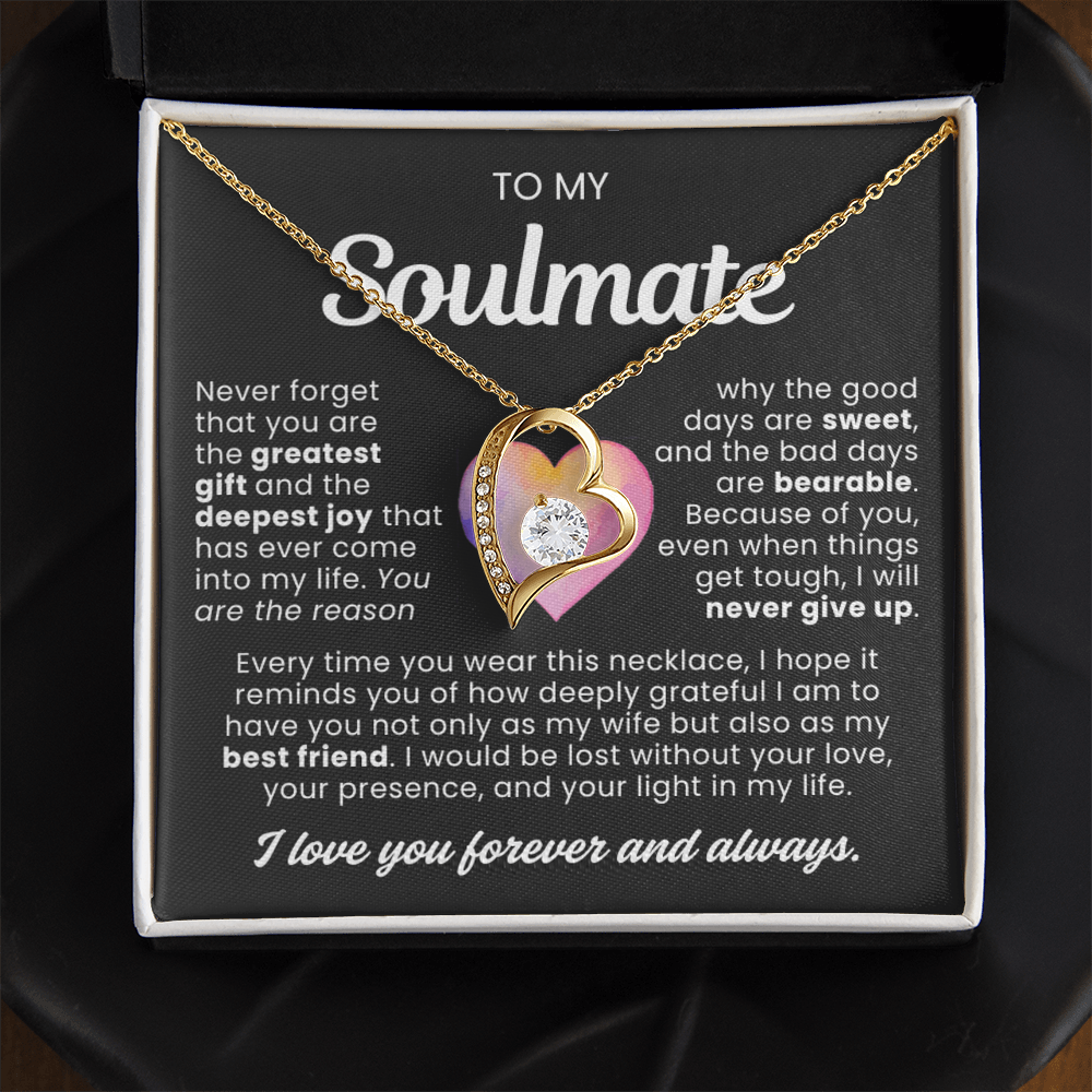 To My Soulmate - Love Heart Necklace - You Are the Greatest Gift Message Card Gift from Husband