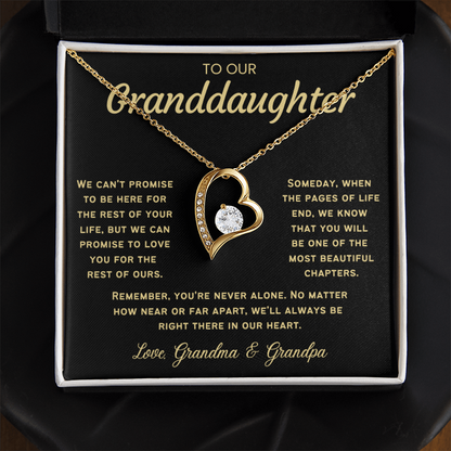 To Our Granddaughter Necklace from Dad - Love Heart Necklace - Message Card Jewelry Gift