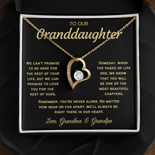 To Our Granddaughter Necklace from Dad - Love Heart Necklace - Message Card Jewelry Gift