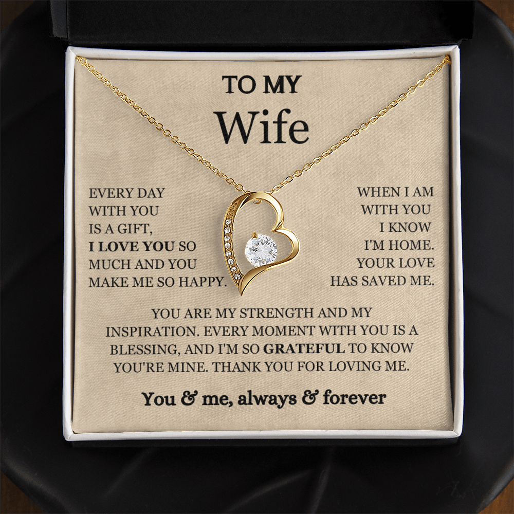 To My Wife - Love Heart Necklace - You Are My Strength Valentine's Day Gift