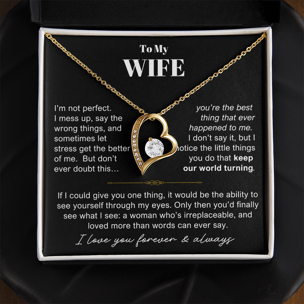 To My Wife - Love Heart Necklace - You Are Irreplaceable Message Card Gift