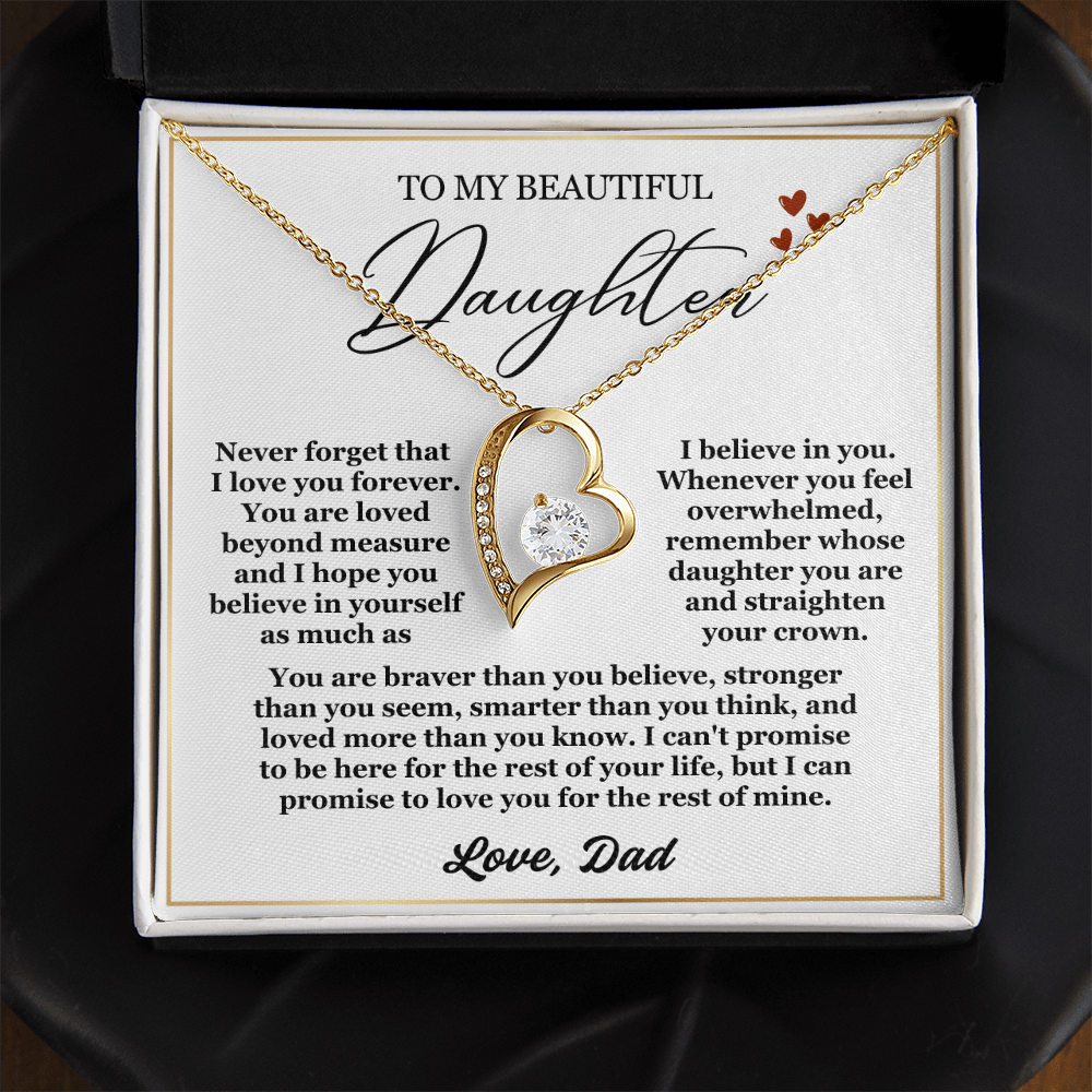 To My Daughter Necklace from Dad - Love Heart Necklace - Feel My Love Gift