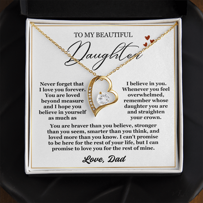 To My Daughter Necklace from Dad - Love Heart Necklace - Feel My Love Gift