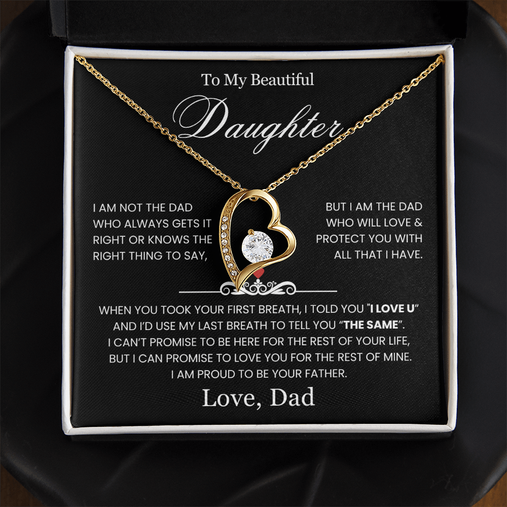 To My Daughter Necklace - Love Heart Necklace - Proud Of You Message Gift