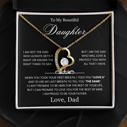 To My Daughter Necklace - Love Heart Necklace - Proud Of You Message Gift