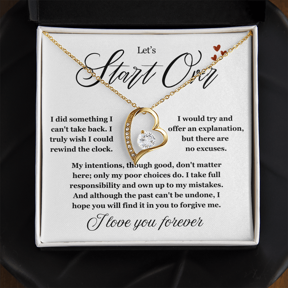 To My Love - Love Heart Necklace - Let's Start Over Message Card Gift